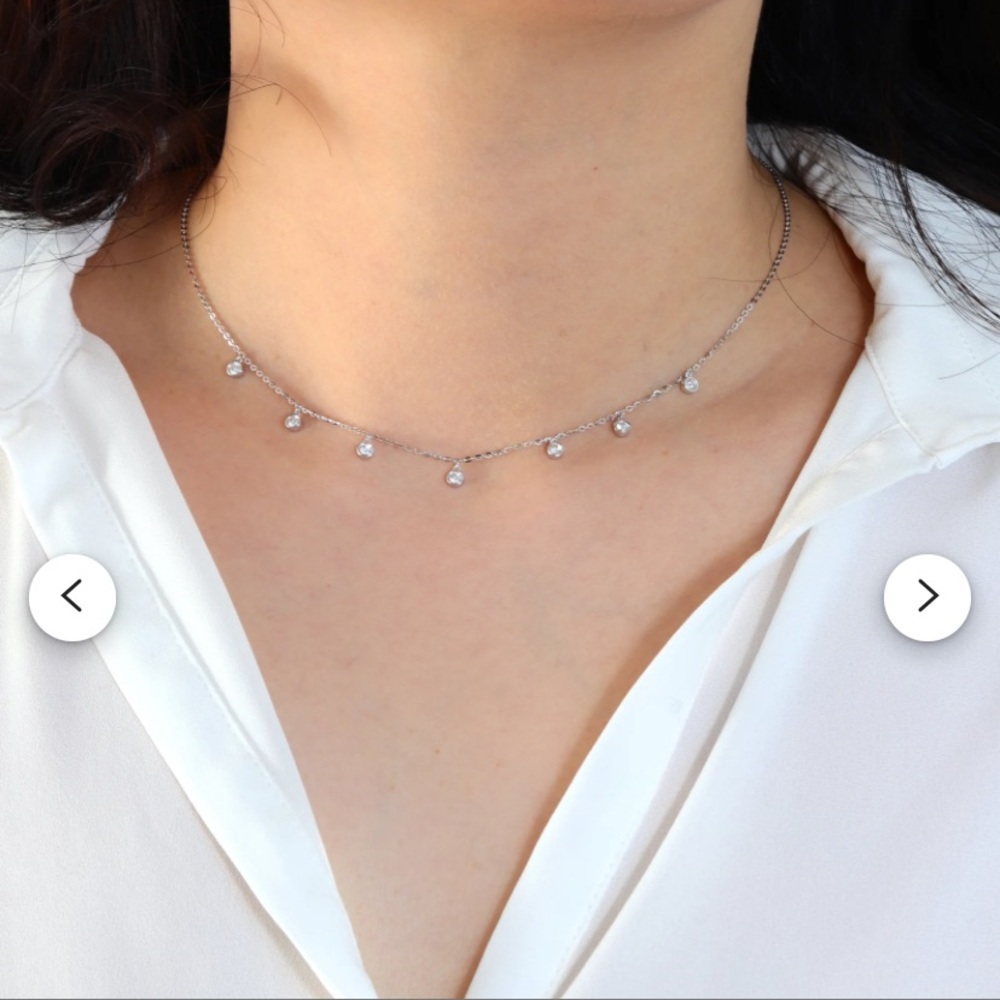 14k white gold moissanite dangle drop necklace